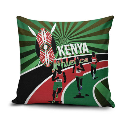 Athletics Kenya Pillow Cover Maasai Shield Running Way