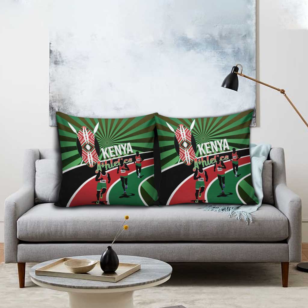 Athletics Kenya Pillow Cover Maasai Shield Running Way