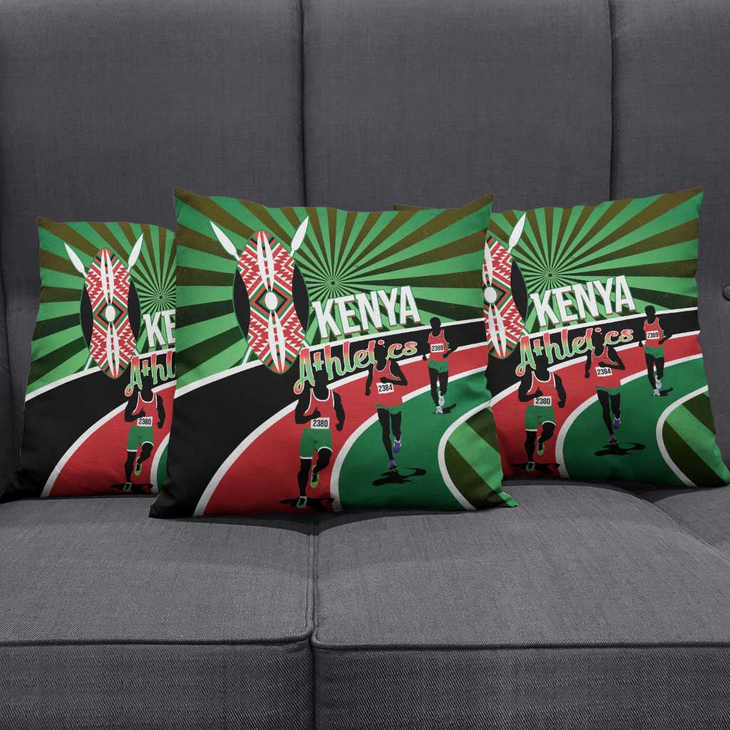 Athletics Kenya Pillow Cover Maasai Shield Running Way