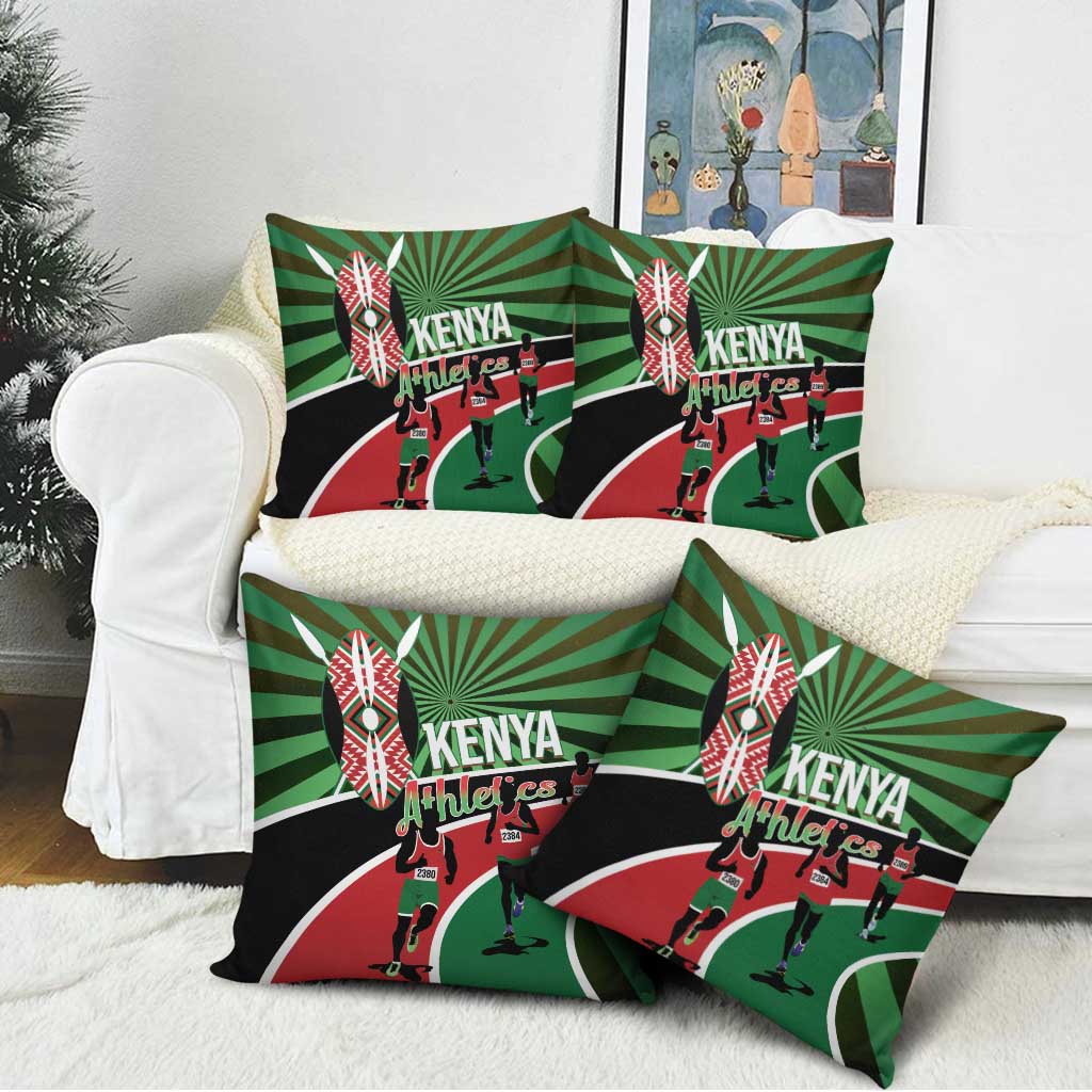 Athletics Kenya Pillow Cover Maasai Shield Running Way