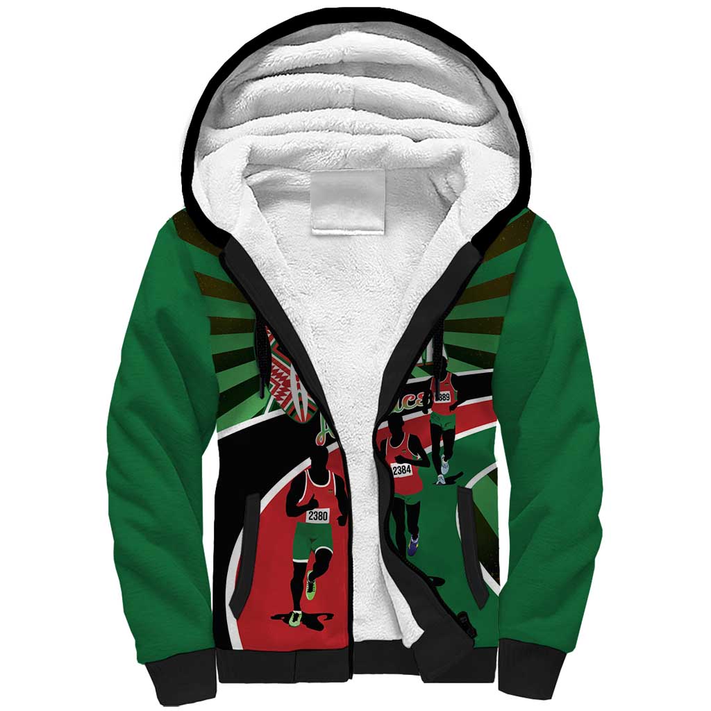 Afro Athletics Kenya Sherpa Hoodie Olono Maasai Shield Running Way - African Pride