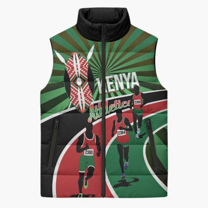 Athletics Kenya Sleeveless Puffer Jacket Maasai Shield Running Way