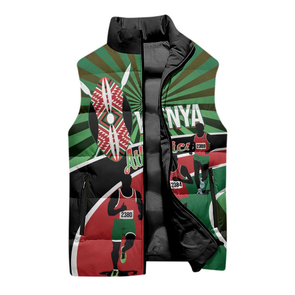 Athletics Kenya Sleeveless Puffer Jacket Maasai Shield Running Way