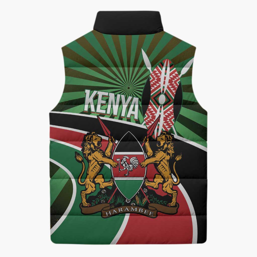 Athletics Kenya Sleeveless Puffer Jacket Maasai Shield Running Way