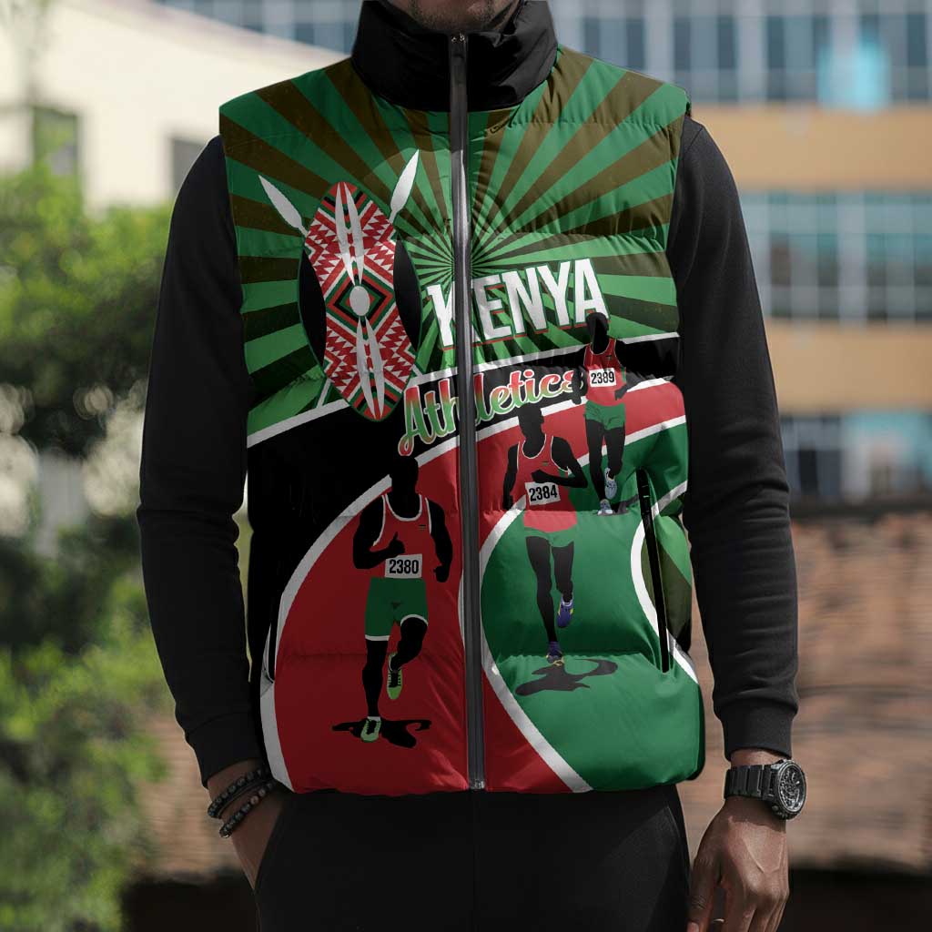 Athletics Kenya Sleeveless Puffer Jacket Maasai Shield Running Way