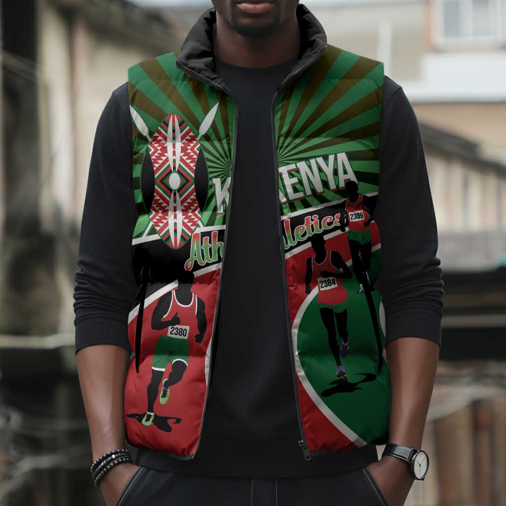 Athletics Kenya Sleeveless Puffer Jacket Maasai Shield Running Way