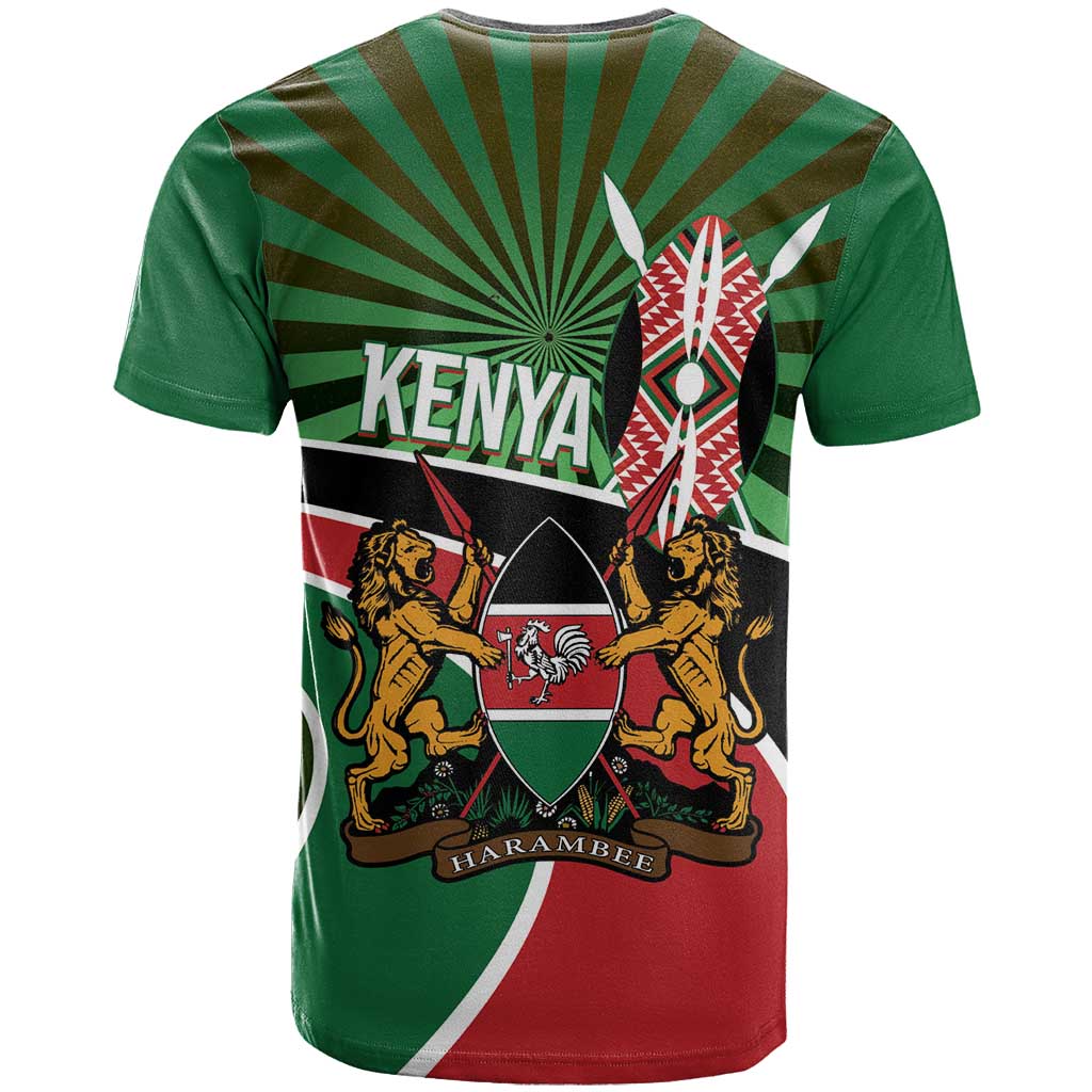Afro Athletics Kenya T shirt Olono Maasai Shield Running Way - African Pride