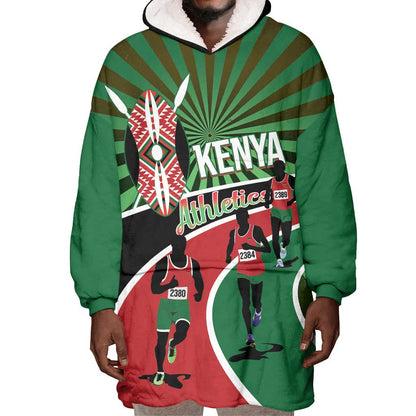 Afro Athletics Kenya Wearable Blanket Hoodie Olono Maasai Shield Running Way - African Pride