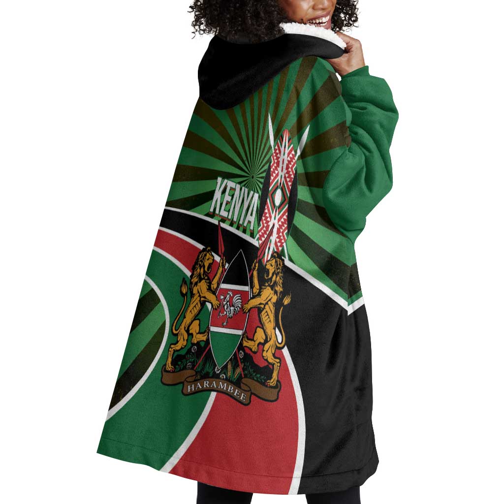 Afro Athletics Kenya Wearable Blanket Hoodie Olono Maasai Shield Running Way - African Pride