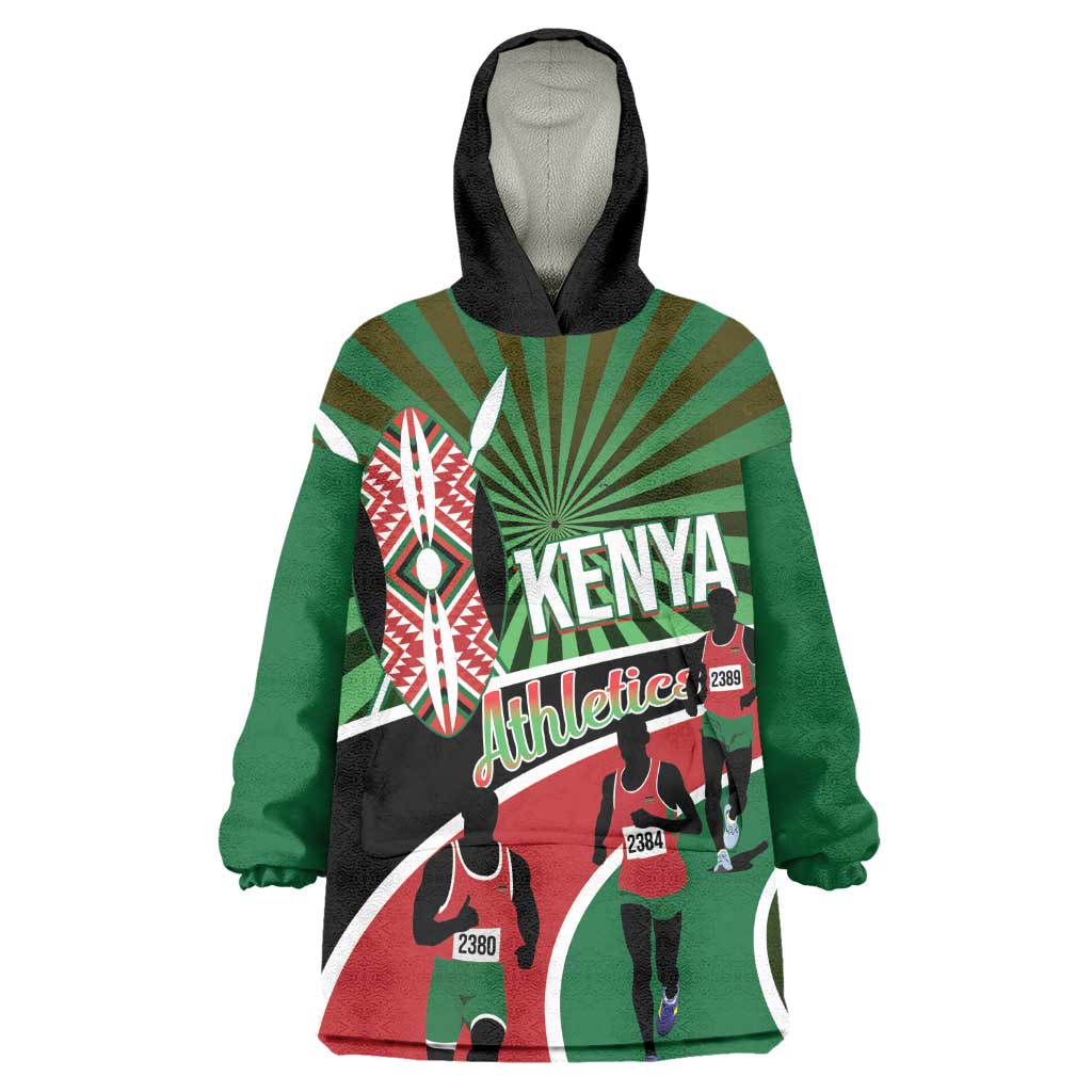 Afro Athletics Kenya Wearable Blanket Hoodie Olono Maasai Shield Running Way - African Pride