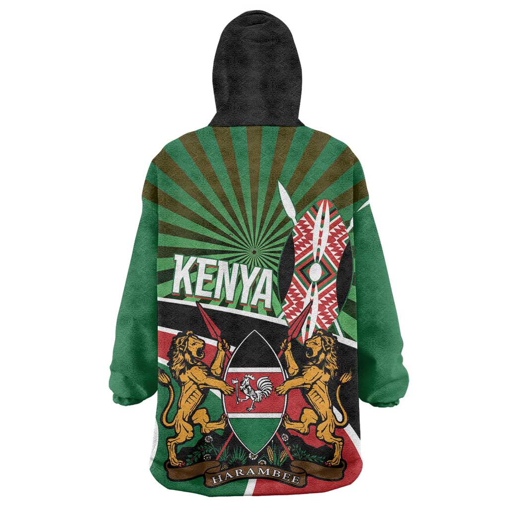 Afro Athletics Kenya Wearable Blanket Hoodie Olono Maasai Shield Running Way - African Pride
