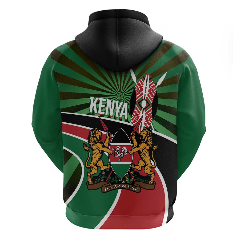 Afro Athletics Kenya Zip Hoodie Olono Maasai Shield Running Way - African Pride