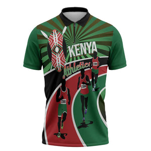Athletics Kenya Zipper Polo Shirt Maasai Shield Running Way