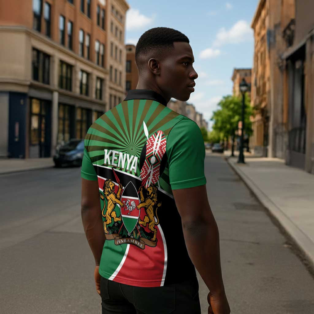 Athletics Kenya Zipper Polo Shirt Maasai Shield Running Way