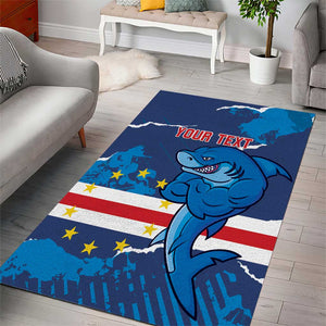 Custom Cape Verde Football Area Rug Blue Sharks Mascot