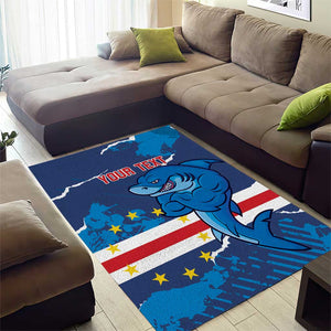 Custom Cape Verde Football Area Rug Blue Sharks Mascot