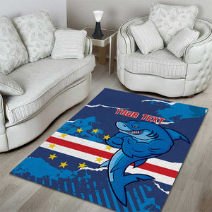 Custom Cape Verde Football Area Rug Blue Sharks Mascot