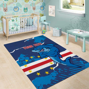 Custom Cape Verde Football Area Rug Blue Sharks Mascot