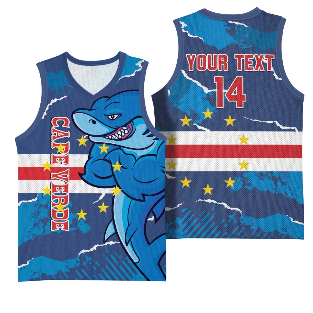Custom Cape Verde Football Basketball Jersey Blue Sharks Mascot LT14