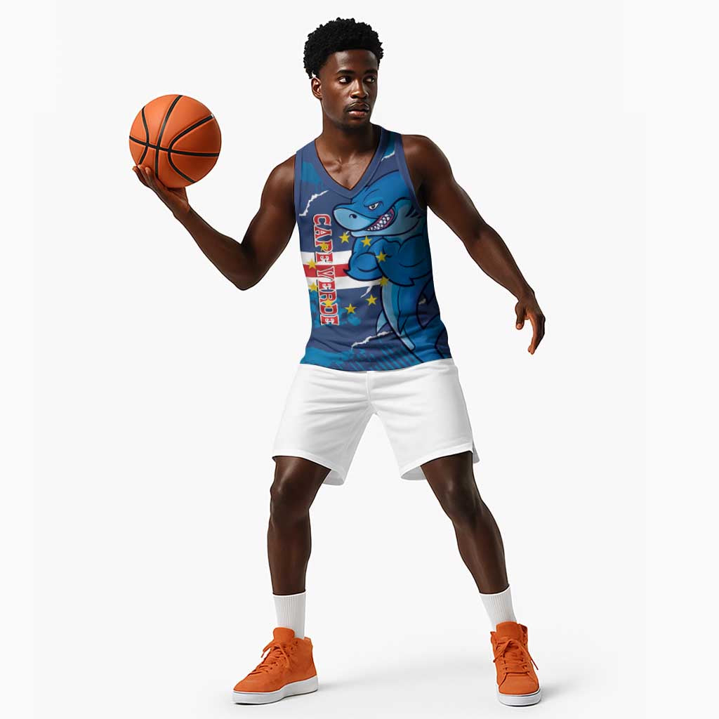 Custom Cape Verde Football Basketball Jersey Blue Sharks Mascot LT14