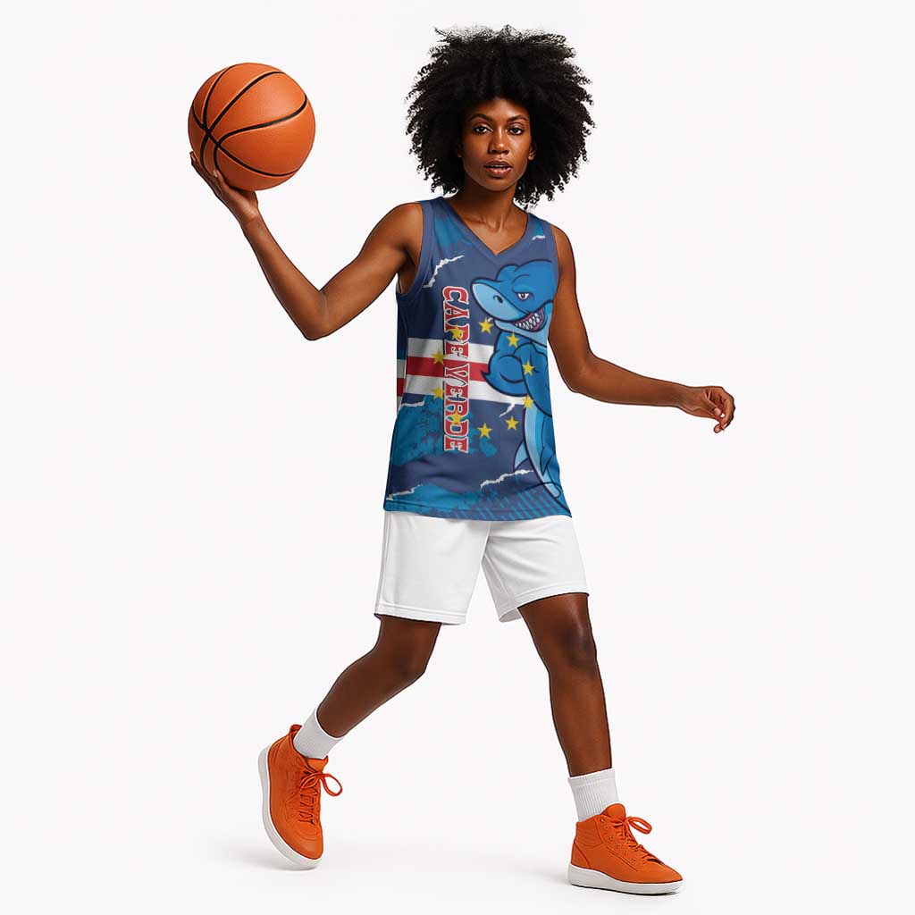 Custom Cape Verde Football Basketball Jersey Blue Sharks Mascot LT14