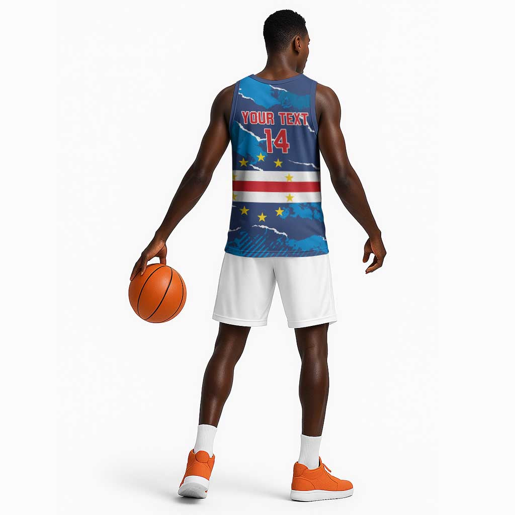 Custom Cape Verde Football Basketball Jersey Blue Sharks Mascot LT14
