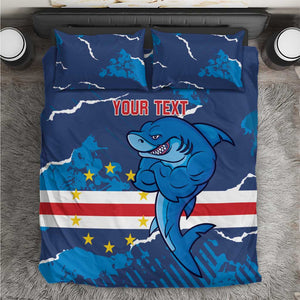 Custom Cape Verde Football Bedding Set Blue Sharks Mascot