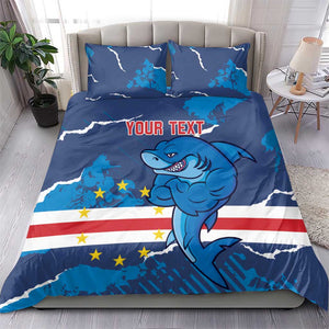 Custom Cape Verde Football Bedding Set Blue Sharks Mascot