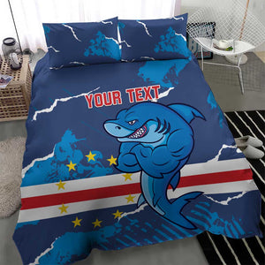 Custom Cape Verde Football Bedding Set Blue Sharks Mascot