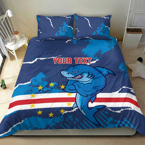 Custom Cape Verde Football Bedding Set Blue Sharks Mascot