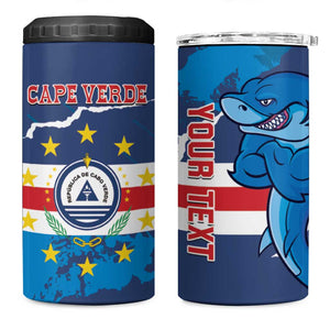 Custom Cape Verde Football 4 in 1 Can Cooler Tumbler Blue Sharks Mascot