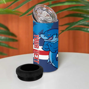 Custom Cape Verde Football 4 in 1 Can Cooler Tumbler Blue Sharks Mascot