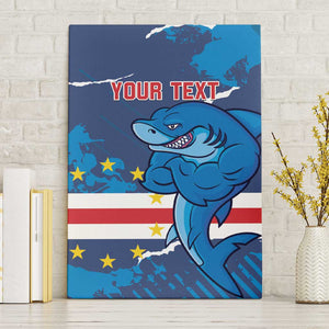 Custom Cape Verde Football Canvas Wall Art Blue Sharks Mascot