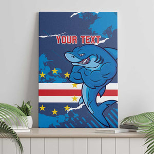 Custom Cape Verde Football Canvas Wall Art Blue Sharks Mascot