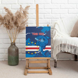 Custom Cape Verde Football Canvas Wall Art Blue Sharks Mascot