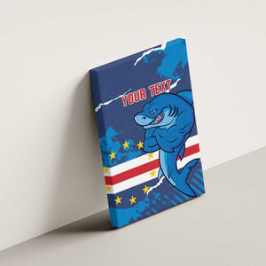 Custom Cape Verde Football Canvas Wall Art Blue Sharks Mascot