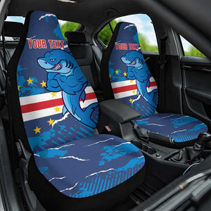 Custom Cape Verde Football Car Seat Cover Blue Sharks Mascot