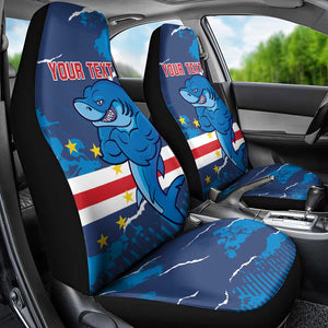 Custom Cape Verde Football Car Seat Cover Blue Sharks Mascot