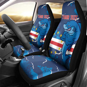 Custom Cape Verde Football Car Seat Cover Blue Sharks Mascot