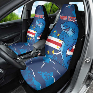 Custom Cape Verde Football Car Seat Cover Blue Sharks Mascot