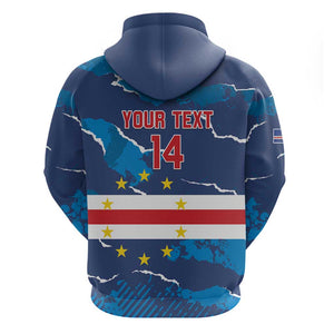 Custom Cape Verde Football Hoodie Blue Sharks Mascot