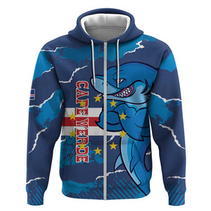 Custom Cape Verde Football Hoodie Blue Sharks Mascot