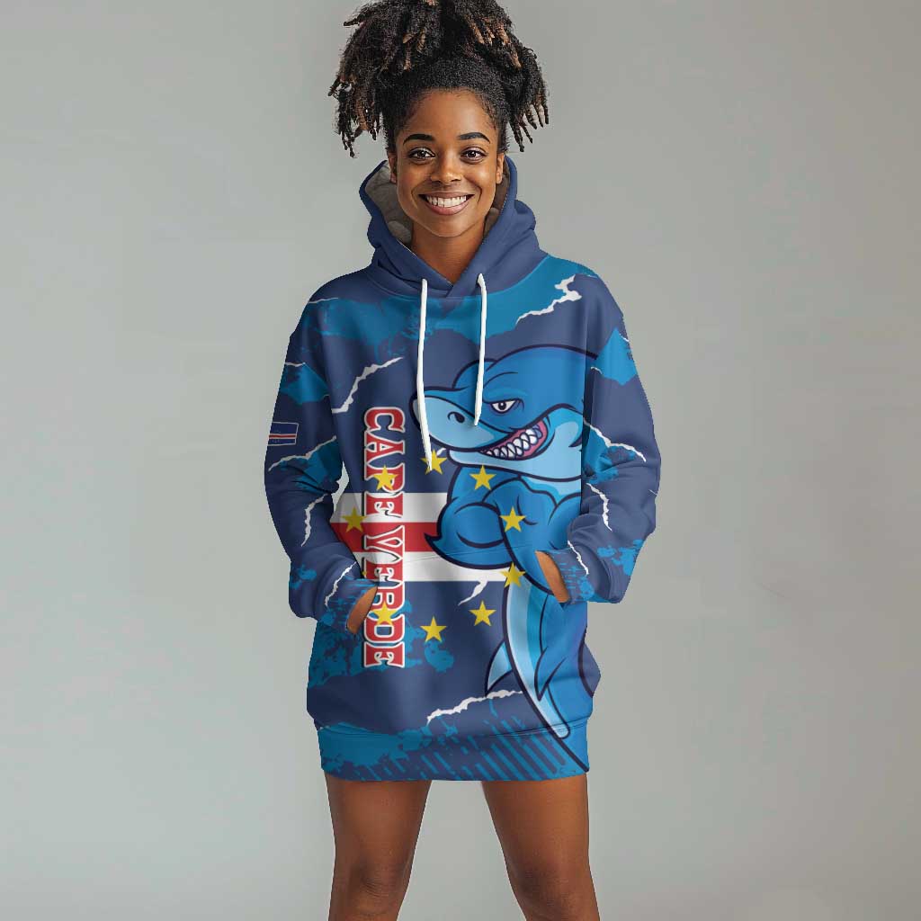 Custom Cape Verde Football Hoodie Dress Blue Sharks Mascot