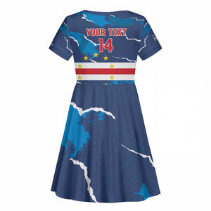 Custom Cape Verde Football Kid Short Sleeve Dress Blue Sharks Mascot