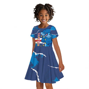 Custom Cape Verde Football Kid Short Sleeve Dress Blue Sharks Mascot