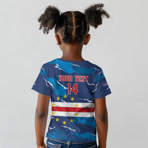 Custom Cape Verde Football Kid T shirt Blue Sharks Mascot