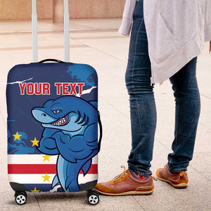 Custom Cape Verde Football Luggage Cover Blue Sharks Mascot