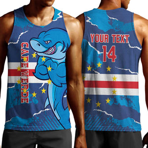 Custom Cape Verde Football Men Tank Top Blue Sharks Mascot