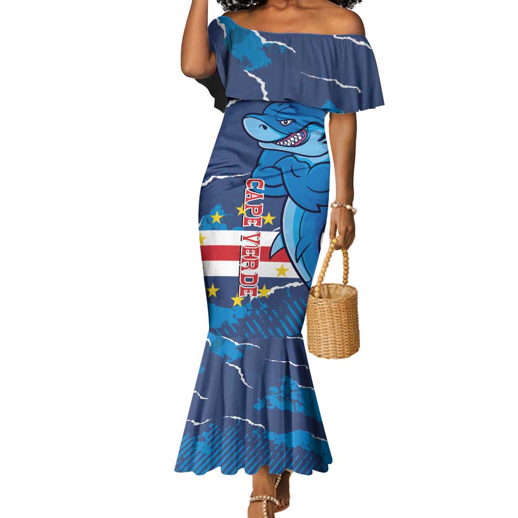 Custom Cape Verde Football Mermaid Dress Blue Sharks Mascot