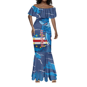 Custom Cape Verde Football Mermaid Dress Blue Sharks Mascot